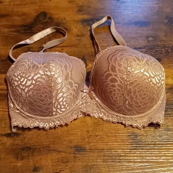 NWOT 36D Feminine Rene Rofe caramel Colored Lace Sexy Padded Underwire Bra - Picture 2 of 12